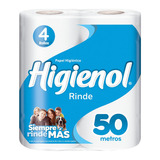 Papel Higiénico Higienol Rinde 50mt.x 4 Unid Pack 4 Paquetes