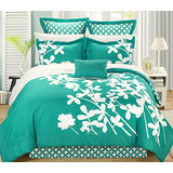 Chic Home Iris 7-piece Comforter Set King Size, Turquoise