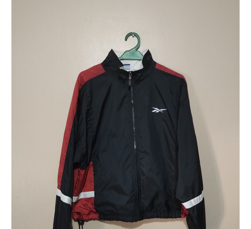 Campera Reebok Vintage Rompevientos Negro Combinada