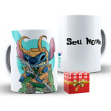 Caneca Stitch Loki 325ml Cerâmica + Caixa Presente