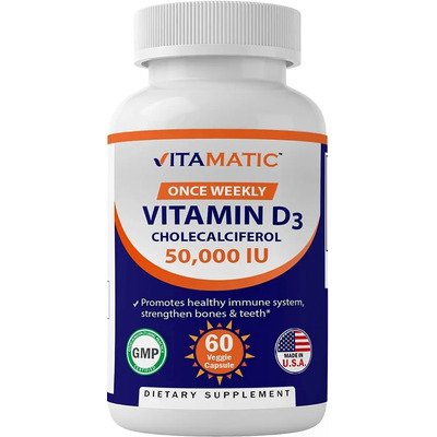 Vitamatic Vitamina D3 50,000 iu Colecalciferol Dosis Semanal 60 Cápsulas | Envío gratis
