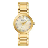 Relógio Bulova Feminino Futuro Diamante 97p133 Cor Da Correia Dourado Cor Do Bisel Dourado Cor Do Fundo Madrepérola