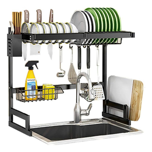 Rack Escurridor Platos Organizador Secaplatos Cocina Negro