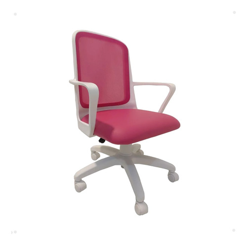 Cadeira Escritório Fresa Diretor Premium Rosa Base Giratória