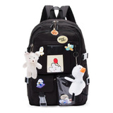 Mochila Spector Whats Notebook Resistente Feminina Bolsa Trabalho Kawaii Cor Preto