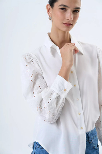 Camisa Broderie Blanca De Mujer