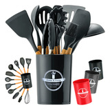 Kit Utensílios De Cozinha Jogo Colheres Espatulas Silicone