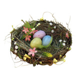 Decoración De Nido De Pájaro De Pascua Con Huevos De