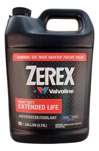 Valvoline Zerex Hd Extended Life Afc Organico Rojo X3.78l