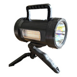 Lanterna Holofote Luz De Trabalho Led Usb Solar + Suporte Cor Da Lanterna Preto Cor Da Luz Branco