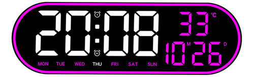 Reloj De Pared Digital Con Pantalla Led Grande Y Rosa Morado