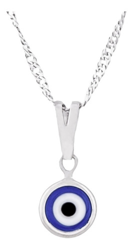 Colar Amuleto Olho Grego Azul 6mm Proteção Contra Inveja