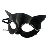 Máscara De Gato Negro For Mujer Decoración De Diamantes