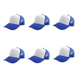 Pack 6 Gorros Jockey Para Sublimacion Estampado Azul Unisex