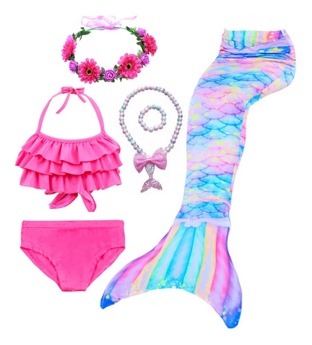 Princesa Ariel Sirenita Traje De Baño Bikini Niña Set
