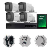 Kit Seguridad Hikvision Cctv Dvr 8ch Hd Tvi Turbo + 4 Camaras Infrarrojas + Disco Rigido + Cables + Fuente 12v