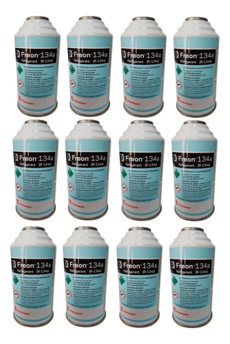 Gas Refrigerante Freon 134a / R-134a (340g/12 Oz) 12 Piezas