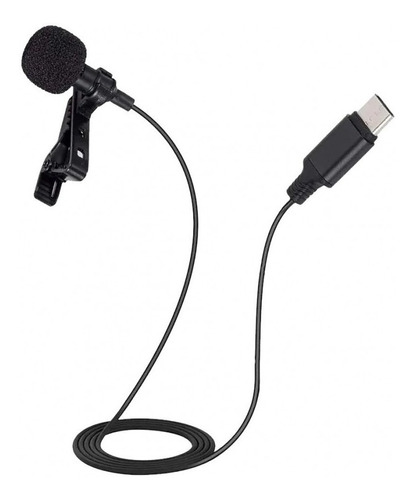 Microfono Corbatero Clip Conector Type C Celular /notebook Color Negro