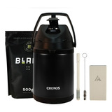 Kit Terere Cronos Black 2,5l Bomba Bege Cuia Quadrado Bege