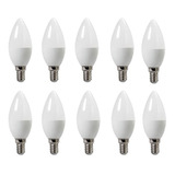 Pack 10 Ampolleta Led Vela 5w E14  Empavonada