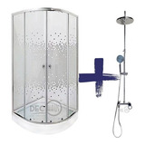 Shower Door Curvo Vidrio Mosaico 90x90 + Columna Ducha