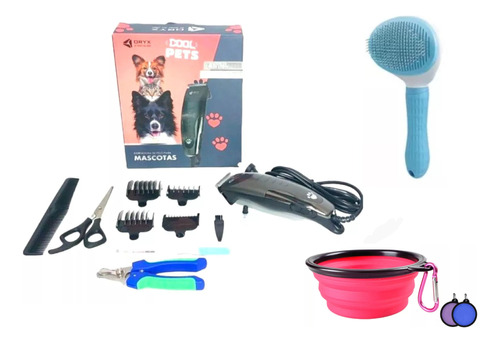 Set:corta Pelo Mascotas Perros C/accesorios+ Cepillo + Plato