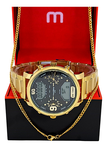Relógio Mondaine Dourado Masculino Digital/analógico Grande