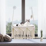 Perch De Ventana Para Gatos - Hamaca Macramé Boho, Montada