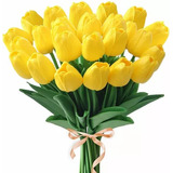 Tulipanes Artificiales, Amarillos Y Decorativos, 30 Piezas