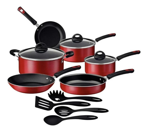 Kit 10 Tramontina Cozinha 6 Panelas E 4 Utensílios Vermelho