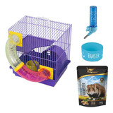 Gaiola Hamster Pequeno Pop Azul 2 Andares Competo - Lilás