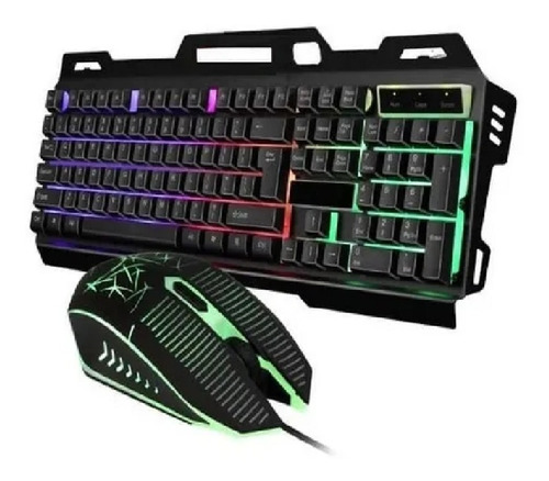 Kit De Teclado Y Mouse Gamer Usb Para Pc Lap Luz Led Rgb