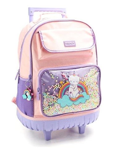 Mochila Carro Escolar 2021 Nena Unicornio Holograma Super Fu