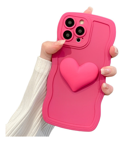 Funda  De Silicona 3d Corazón Para iPhone Carcasa Celular