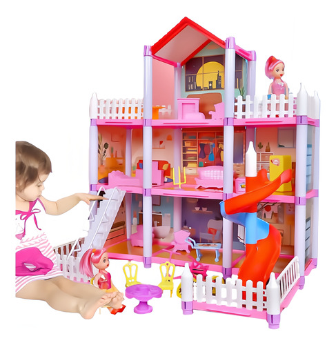 Casa De Muñecas Para Niñas En Miniatura Con Muebles