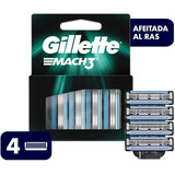 Cartuchos Para Afeitar Gillette Mach 3 Paquete Con 4 Piezas