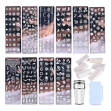 Set Placa Sellos Uñas Estampador Raspador Esponja 18 Piezas