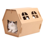 Mohold Casa De Carton Para Gatos Con Rascador, 18 X 17 X 15 