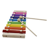 8 Notas Glockenspiel Xilofone Colorido Com Maletes De Madeir