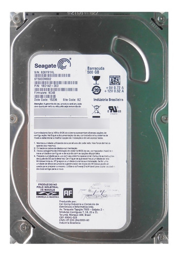 Hd Sata 3.5'' Desktop Seagate Barracuda 500gb St500dm002