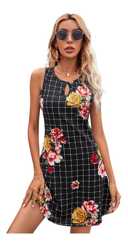 Vestido Sexy Cut-out Floral Para Mujer