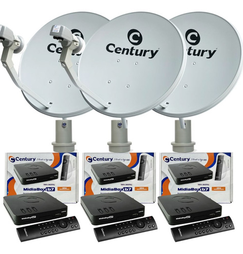 Kit 6 Antenas Parabólicas Ku Century 60cm Midiabox Lnbf