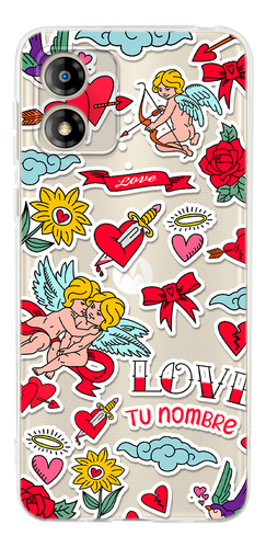 Funda Para Motorola San Valentín Sticker Tatto Con Tu Nombre