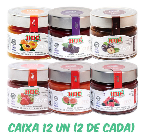 Geleia Diet De Frutas Vegano Hué Caixa Mista Com 12 Unid