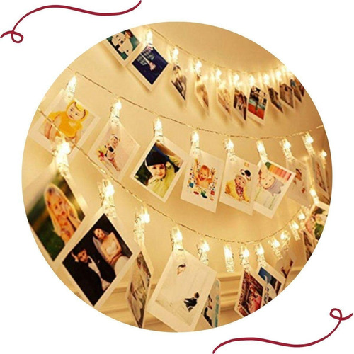 10 Prendedores Led Varal Pregador Luminoso P/ Foto Decoração