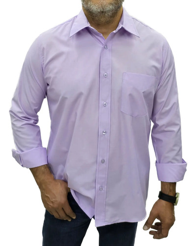 Camisa Hombre Moda Juvenil Modelo Focus 08 Lila - Blue Stone