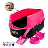 Banheiro Caixa De Areia P/ Gatos Sanitáro Furba Rosa