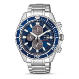 Reloj Citizen Ca071082l Para Hombre Drivers 200m Fecha Crono Color De La Malla Plateado Color Del Bisel Azul Color Del Fondo Azul