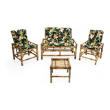 Conjunto Cadeiras Bambu C/mesa P/relaxar Casa Decoração
