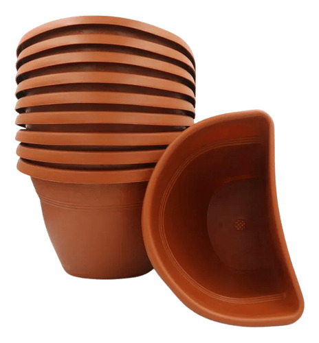 Vaso De Parede 17x23 Cm Desli - Kit 10 Unid - Cor Marrom